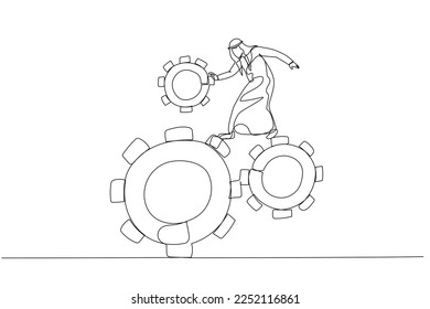 arab man  gear. Continuous line art style