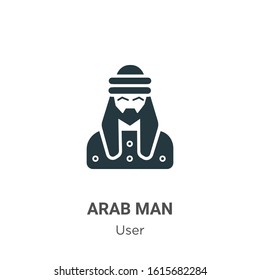 Arab man glyph icon vector on white background. Flat vector arab man icon symbol sign from modern user collection for mobile concept and web apps design.