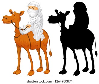 Arab man riding camel illustration