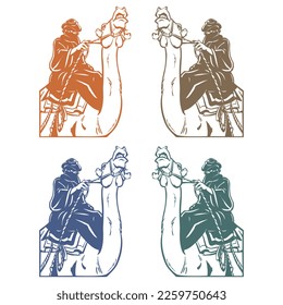 Arab Man Riding A Camel Vector Illustration