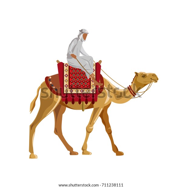 ラクダに乗ったアラブ人 白い背景にベクターイラスト のベクター画像素材 ロイヤリティフリー