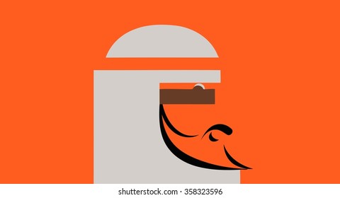 Arab man wearing a white scarf logo on brown background