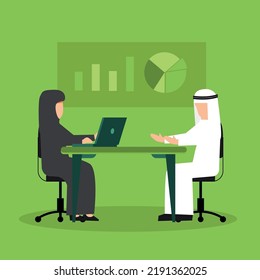 arab man and woman meeting design Character