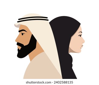 Arab Man and Woman Profile Portraits