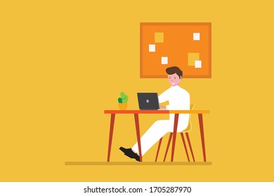 Arab man working on office