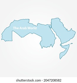 Arab Map. Blank political map of 22 arabic-speaking countries of the Arab League. Northern Africa and Middle East region. Vector illustration