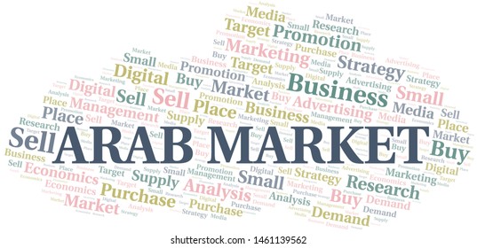 Arab Market word cloud. Vector made with text only