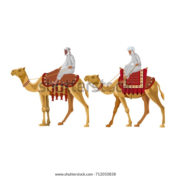 ラクダに乗るアラブ人 白い背景にベクターイラスト のベクター画像素材 ロイヤリティフリー