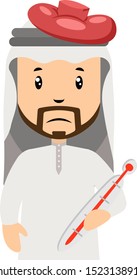 Arab men is sick, illustration, vector on white background.