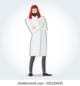 Arab men in suit standing with crossed arms vector