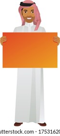 Arab middle eastern man in traditional formal thobe and Shimagh, on white isolated background