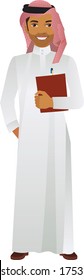 Arab middle eastern man in traditional formal thobe and Shimagh, on white isolated background