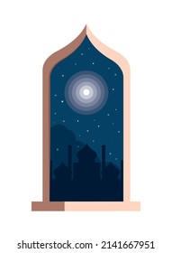arab mosque night window scene