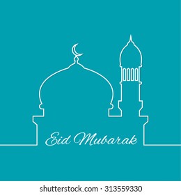 Arab mosque. outline. minimal. Eid Mubarak.