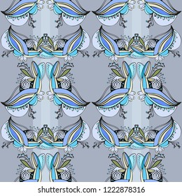Arab motives in pattern, blue stylized floral elements