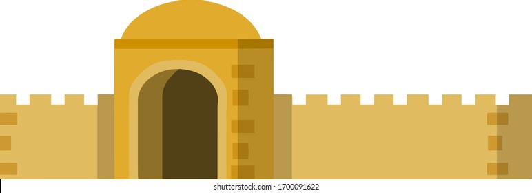 Arab and mud houses of the middle East desert. Muslim architecture. Tower and walls. Islamic medieval old landscape