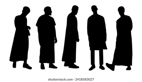 Arab Muslim man silhouette collection. black isolation white background