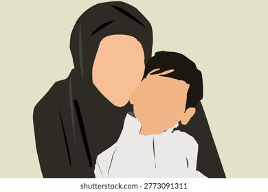 Arab Muslim UAE, Emirate, Saudi, Qatari, Omani, Bahraini, Kuwaiti mom with her baby celebrating in happy mother day