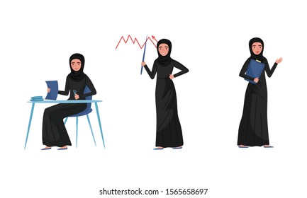 Arab Muslim Woman Character Isolated On White Background