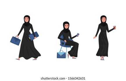 Arab Muslim Woman Character Isolated On White Background