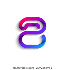 Arab number eight logo formed by colorful bright line, folded from ribbon, vector illustration 10EPS