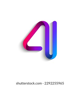 Arabisches Logo der Nummer vier, gebildet aus bunten, hellen Linien, gefaltet aus Band, Vektorgrafik 10EPS