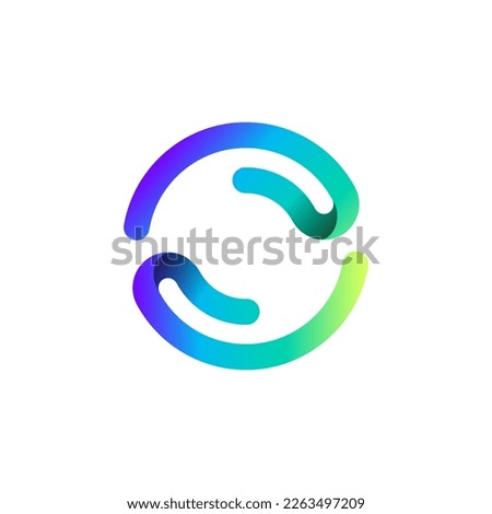 Arab number zero logo formed by colorful bright line, folded from ribbon, vector illustration 10EPS