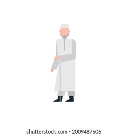 arab old man flat illustration, Muslim Flat Illustration