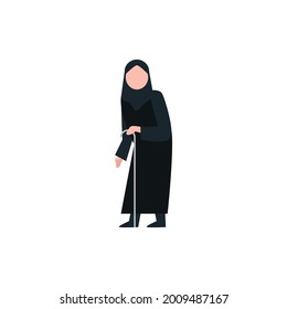 arab old woman flat illustration, Muslim Flat Illustration