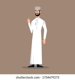 Arab Omani Male Character. Oman Businessman Vector Illustration.