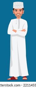 Arab Omani Male Character, Vector Illustration Design. Oman Businessman