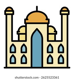 Arab palace icon. Outline arab palace vector icon color flat isolated