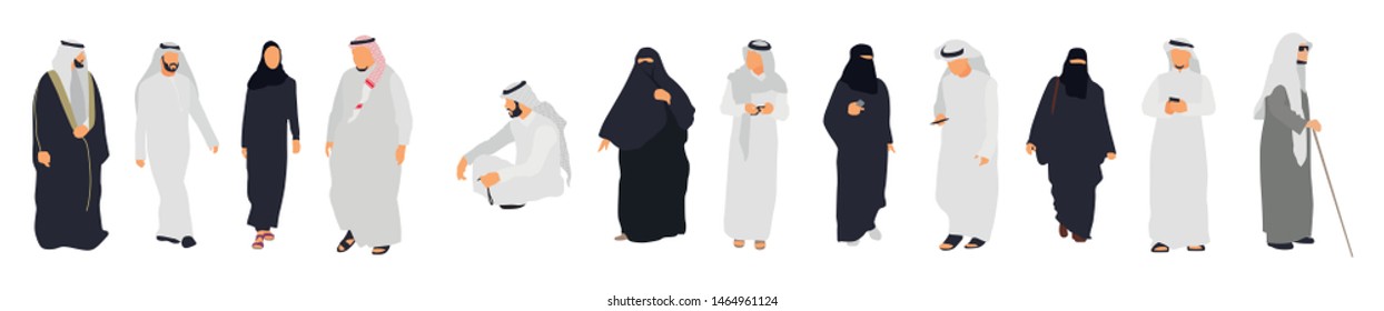 Arab people isolated characters. Flat illustration set - Vector