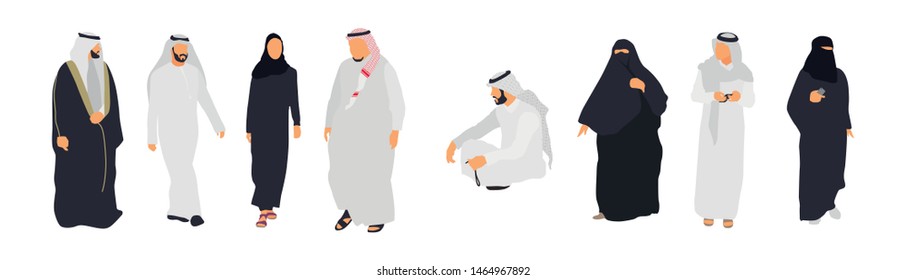 Arab people isolated characters. Flat illustration set - Vector