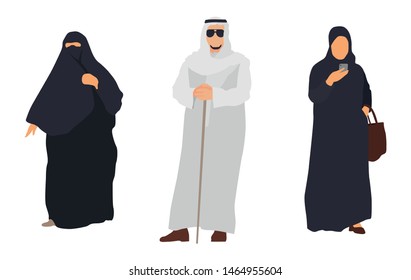 Arab people isolated set. Arab characters illustration - Vector