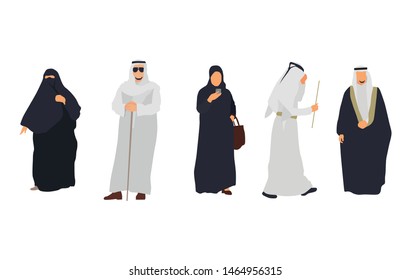 Arab people isolated set. Arab characters illustration - Vector
