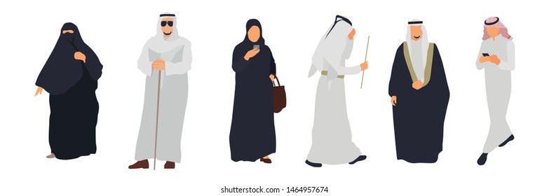 Arab people isolated set. Arab characters illustration - Vector