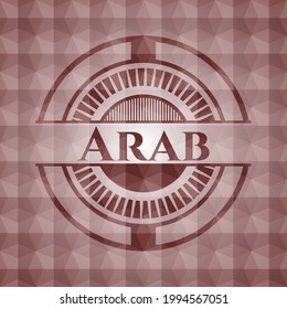 Arab red badge with geometric pattern. Seamless. 