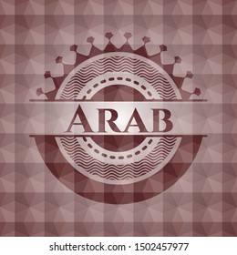 Arab red seamless emblem with geometric background.