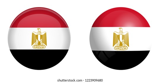 Bandera de la República Árabe de Egipto bajo el botón 3d domo y en la esfera / bola brillante.