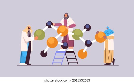 arab research scientist working with molecular structure researchers making chemical experiment in laboratory