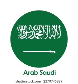 Arab Saudi flag round button icon on white background