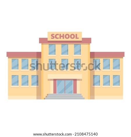Arab school building icon cartoon vector. Muslim teacher. Class student