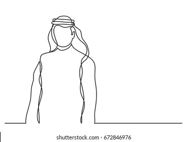 arab sheikh in keffiyeh - single line drawing