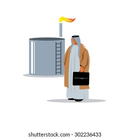 Arab sheikh near the oil and gas storage facilities in traditional clothing. Vector Illustration.
Branding Identity Corporate logo design template Isolated on a white background