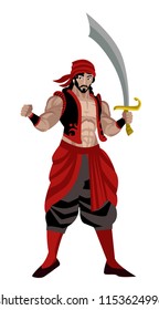 arab sinbad sailor with scimitar sword