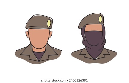 Araberlötchen-Avatare. Polizist und Polizeifrau Symbol. saudische Offiziere. Vektorgrafik