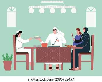 Tradiciones árabes alrededor de la mesa de comedor