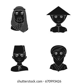 Arab, turks, vietnamese, middle asia man. Human race set collection icons in black style vector symbol stock illustration web.