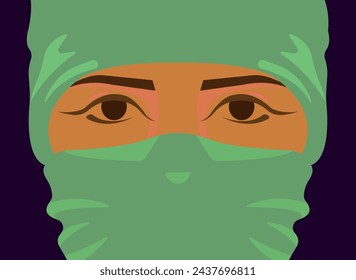 Arab woman doctor in flat style. The woman is working. save lives. EPS10
